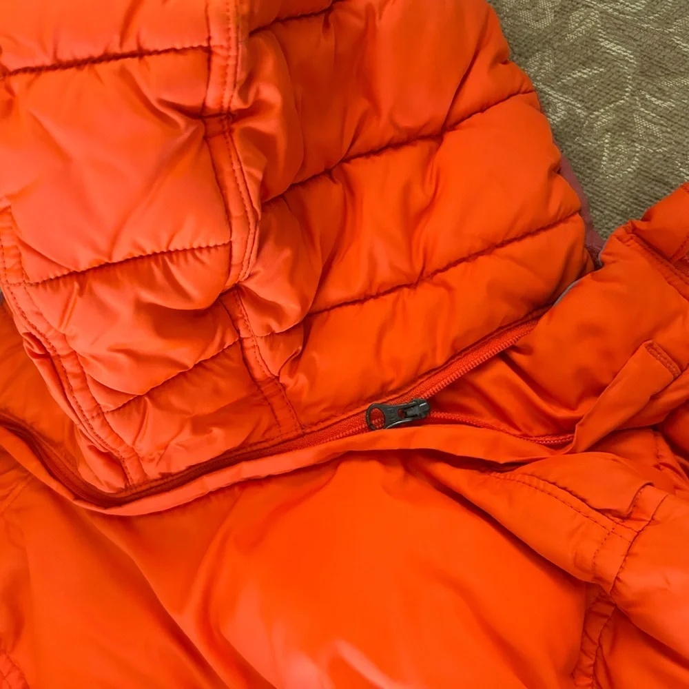 Baby Gap Reversible Orange Gray Puffer Jacket Hooded Winter Coat Toddler 3T
